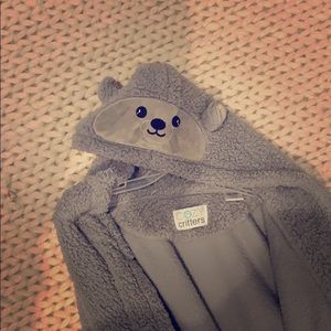 cute adorable blue grey bear robe